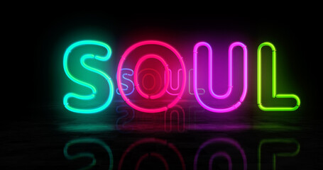 Poster - Soul music neon light 3d illustration