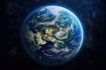 Poster - A stunning view of the Earth from space, showcasing the beauty of our planet with the presence of clouds. Perfect for scientific, educational, or environmental projects.