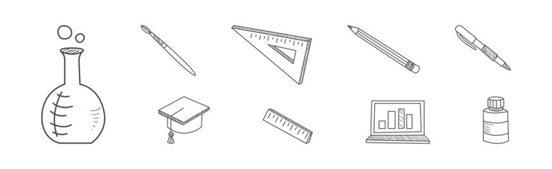 Poster - School Object and Supply for Education Vector Set