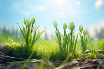 Aufkleber - A close-up view of a bunch of vibrant green plants. This image captures the intricate details and textures of the plants. Ideal for use in nature-themed designs and environmental campaigns.