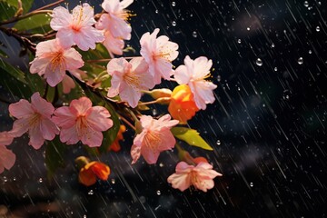 Poster - A bunch of flowers drenched in the rain, perfect for adding a touch of nature and freshness to any project.