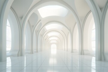 Aufkleber - An empty white room with arches and windows. Can be used as a blank canvas for various design concepts.