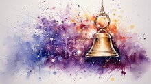  A Painting Of A Bell With A Chain Hanging From It.  Generative Ai