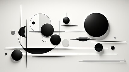 Sticker -  a white wall with black and white circles and lines on it.  generative ai