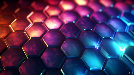 Wall Mural - hexagon background, in the style of luminescent lightscapes, photorealistic details, layered surfaces, molecular