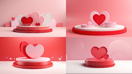 Sticker -  a set of three images of a heart - shaped object.  generative ai