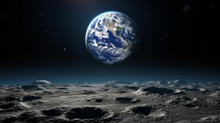 Wall Mural - the earth seen from the moon's surface, including its surface and atmosphere