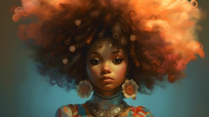 AI generated digital art of an Afro woman