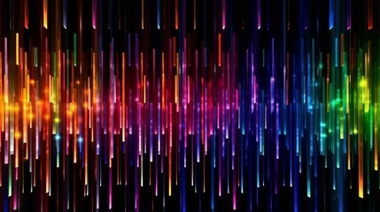 Poster - AI generated illustration of a vibrant and modern black background illuminated by colorful lights