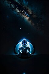 Wall Mural - ai generated illustration of an astronaut gazing up at a star-filled galaxy