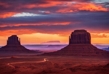 Wall Mural - the monument of a desert at sunset in monument park, utah