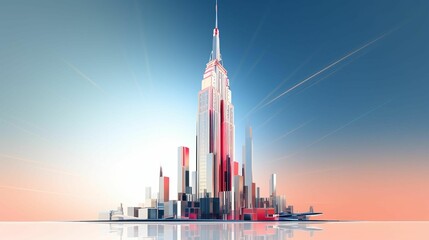 Wall Mural - ai generated illustration of a vibrant metropolitan city with modern buildings with geometric shapes