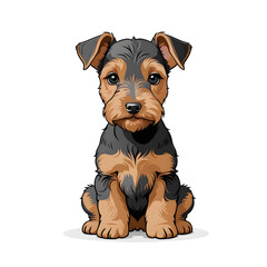 Wall Mural - welsh terrier miniature small dog puppy in cartoon style on white background