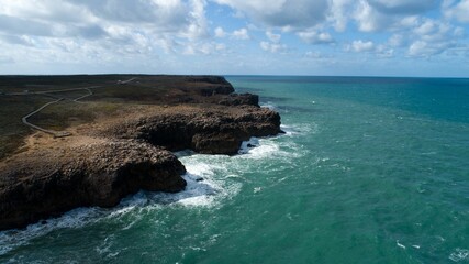 Sticker - aerial view of the coastline from an overhanged point