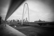 Margaret Hunt Hill Bridge in Dallas, Texas in grayscale