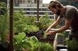 © DKN Media - Urban Farmer Tending to Organic Vegetable Garden