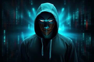 Poster - Skilled Anonymous hacker. Internet cyber attack. Fictional person. Generate Ai