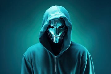 Poster - Covert Anonymous hacker. Internet cyber attack. Fictional person. Generate Ai