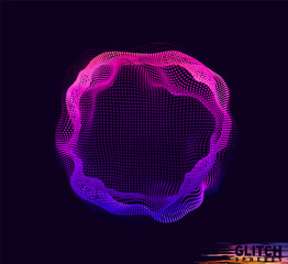 Poster - Corrupted violet point sphere. Abstract vector colorful mesh on dark background. Futuristic style card.