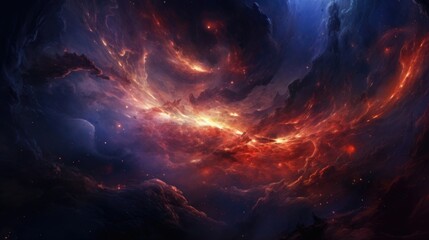 in this cosmic landscape, a galaxy collision is captured in full action, as spiral arms intertwine, 