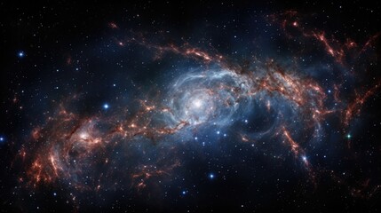 Wall Mural - in the vast expanse of the universe, a distant galaxy shines with an ethereal glow, contrasting agai