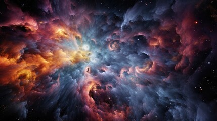 Wall Mural - in this breathtaking image, bursts of vivid colors converge and intertwine, as cosmic turbulence mol