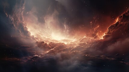 Wall Mural - a captivating scene presents a stellar storm in the heart of interstellar space. lightninglike tendr