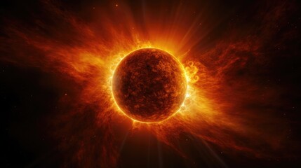 Wall Mural - an enchanting space portrayal revealing a captivating view of the sun, featuring an intriguing sunsp