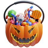 3d render illustration of candy bag, halloween, halloween party