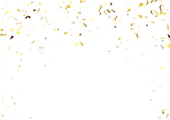 Wall Mural - Celebration background template with confetti and gold ribbons.and Gold White ribbons. Vector illustration
