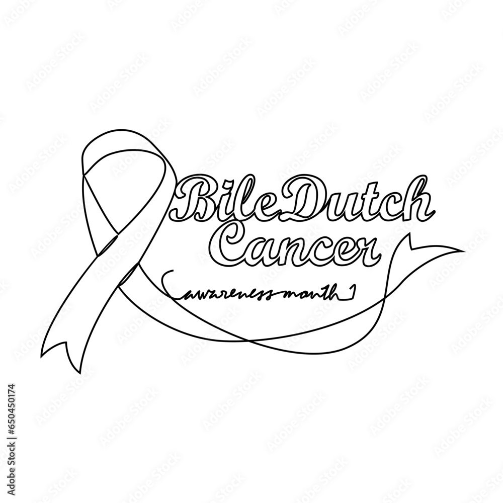 One continuous line drawing of bile duct cancer awareness month with ...