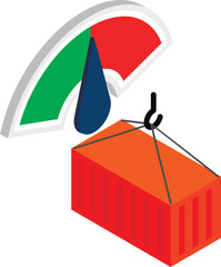 Poster - Shipping concept icon isometric vector. Hooked cargo container and indicator. Shipment concept, big load