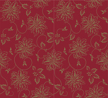 Seamless Gold Poinsettia On Red Background