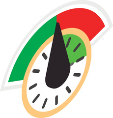 Poster - Speedometer icon isometric vector. Speedometer with green and red sector icon. Measurement concept