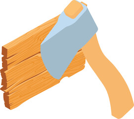 Poster - Construction work icon isometric vector. An ax instrument with wooden handle. Construction and repair work