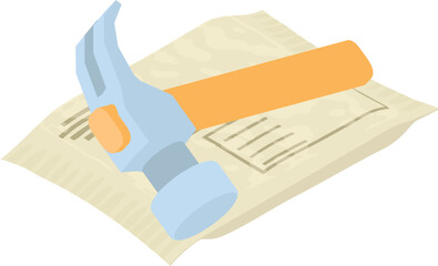 Poster - Repair service icon isometric vector. Hammer nail puller, sealed paper envelope. Construction and repair concept