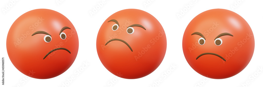 3d Emoticon or Smiley Angry red ball emoji