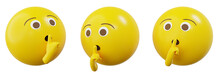 3d Emoticon Or Smiley Please Keep Silent, Keep Quiet Or Lower Your Volume Yellow Ball Emoji
