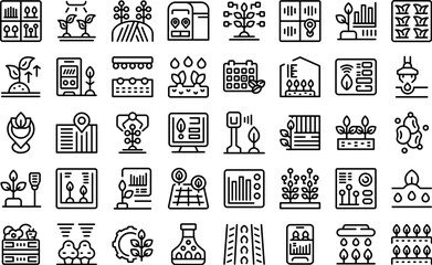 Poster - Precision farming icons set outline vector. Smart farm. Digital future