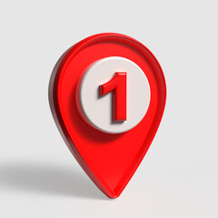 3d number one location marker