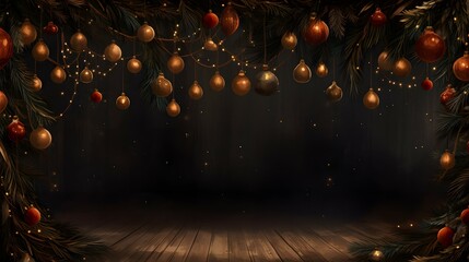 Wall Mural - christmas background with christmas garlan