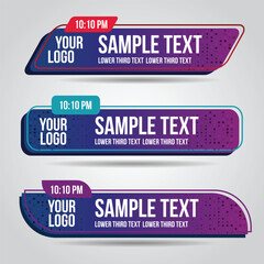 Wall Mural - Lower third white and colorful design template modern contemporary.Set of banners bar screen broadcast bar name.Collection of lower third for video editing on transparent background.