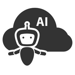 Wall Mural - Vector illustration of robot ai cloud icon in dark color and transparent background(PNG).