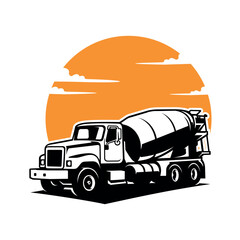 Sticker - concrete mixer truck illustrattion vector