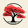 Red and black simple cherry tree illustration