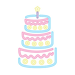 Poster - neon party birthday cake