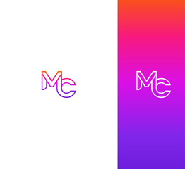 Wall Mural - MC, CM letter logo design template elements. Modern abstract digital alphabet letter logo.