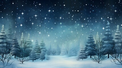 Wall Mural - snowy christmas landscape