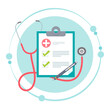 Stethoscope and clipboard medical vector illustration graphic icon
