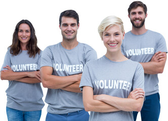 Poster - Digital png photo of caucasian volunteers on transparent background